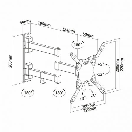 Aisens Soporte de Pared Eco Giratorio para TV/Monitor 13-42 Pulgadas Negro
